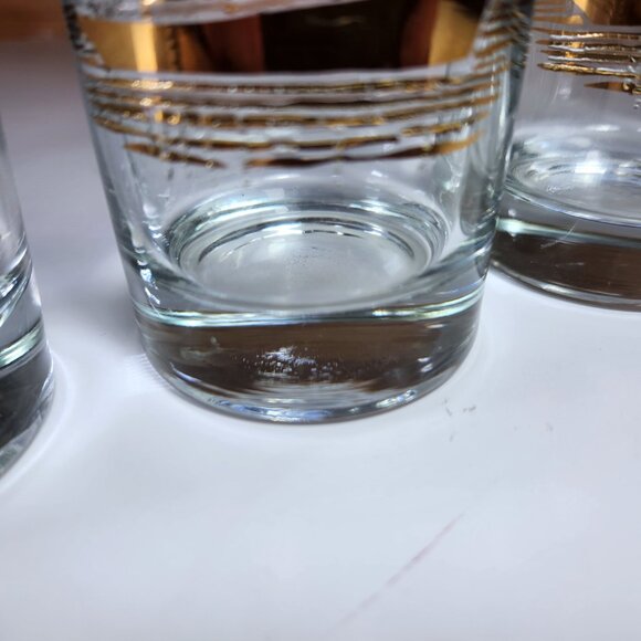 Vintage Schooner Ship Highball Glasses Gold Embossed Mid Century Barware - Picture 8 of 11